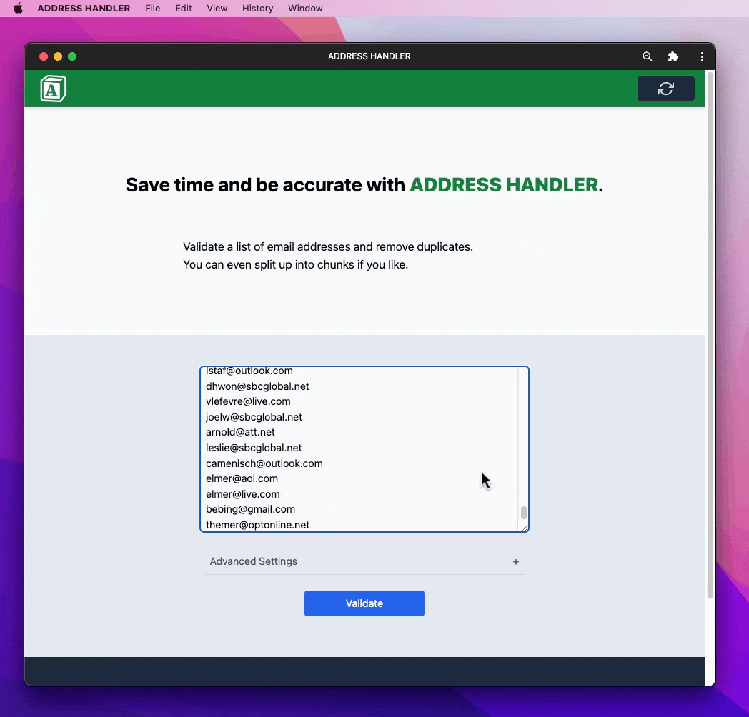 demo of the address handler