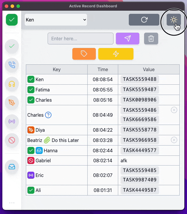 demo of the active record dashboard